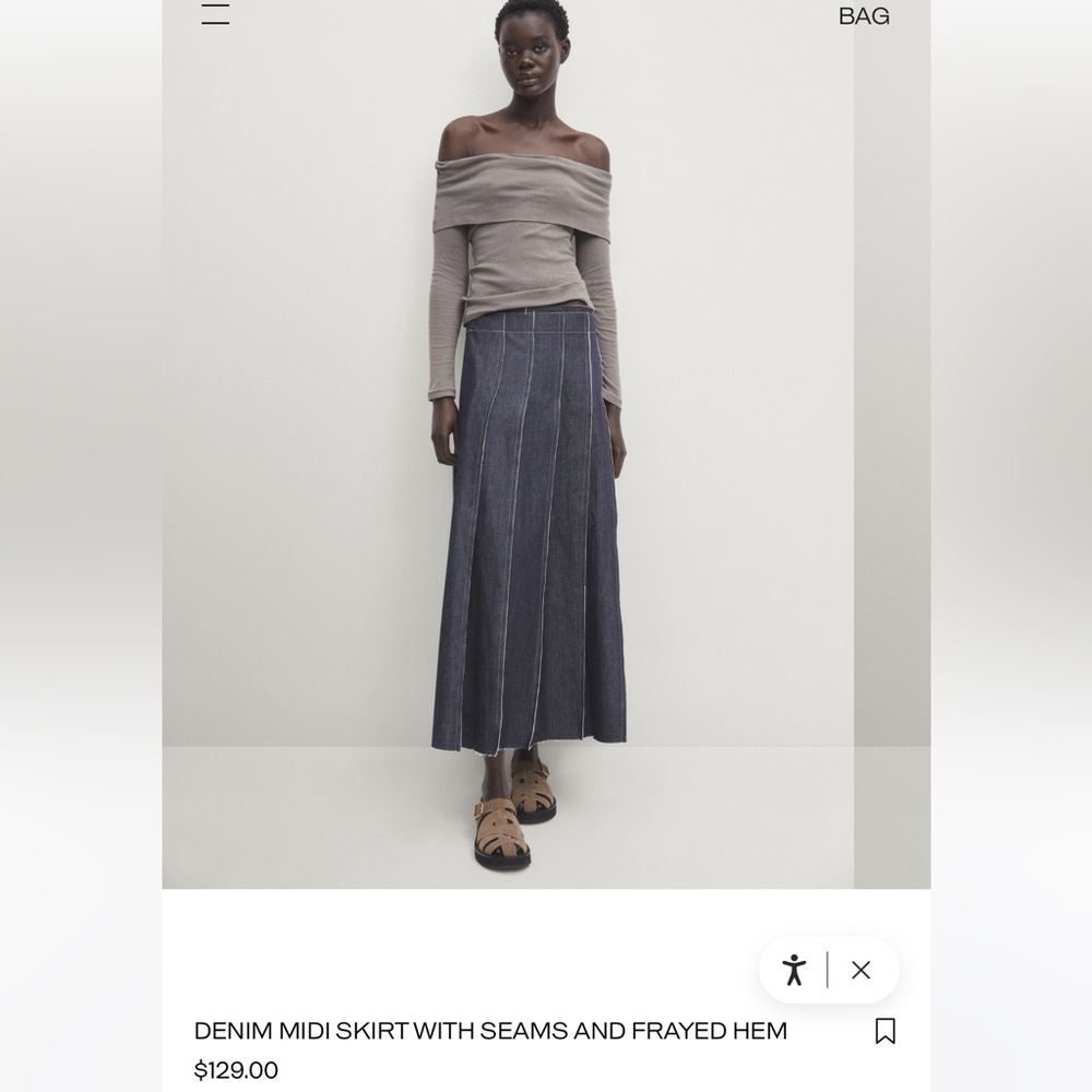 ISO Massimo Dutti Denim Skirt with Seams